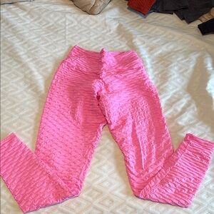 Pink Textured Leggings